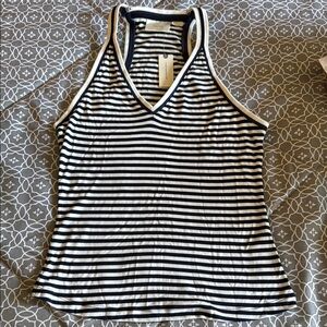 Black and White Striped Fitted Tank Top